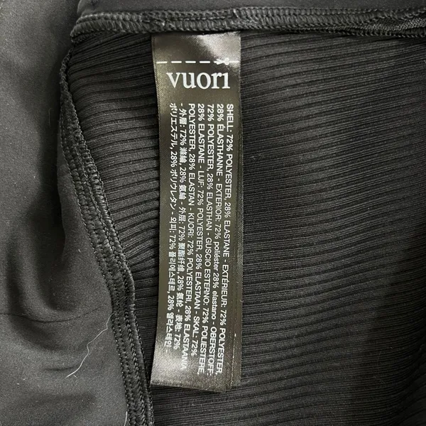 Vuori Daily Jacket Womens Large Black Hooded Full Zip Bomber Ribbed Trim Active - Image 9