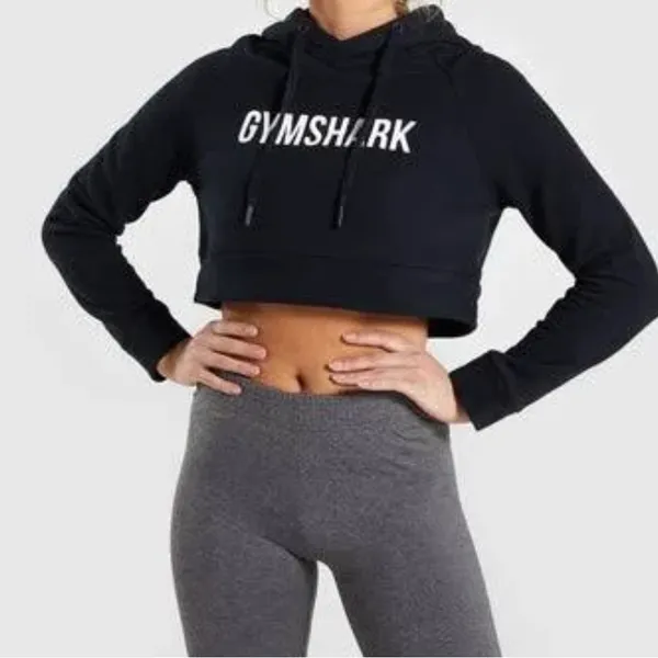 GYMSHARK Women’s Black Cropped Hoodie Size Medium - Image 6