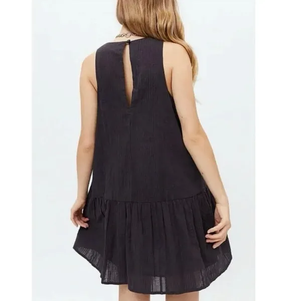 Urban Outfitters Women's Black Gauze Sleeveless Flowy Mini Shift Dress Size S - Image 2
