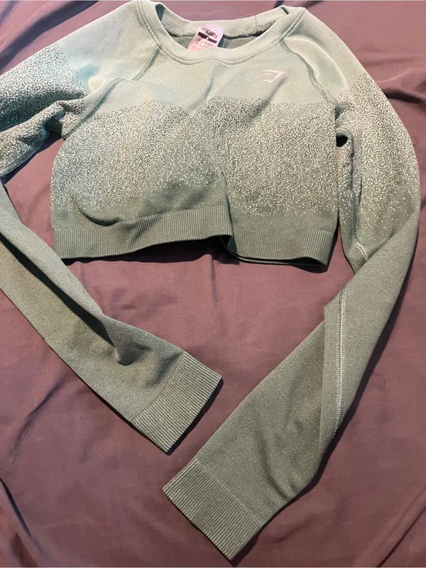 Gymshark Green Ombre Seamless Long Sleeve Crop Top - Image 5