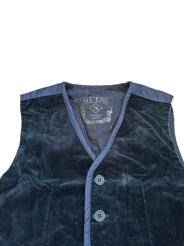 Vintage Guess Blue Velour Vest Y2K Steampunk Indie Sleaze 90s Grunge Goth - Image 7