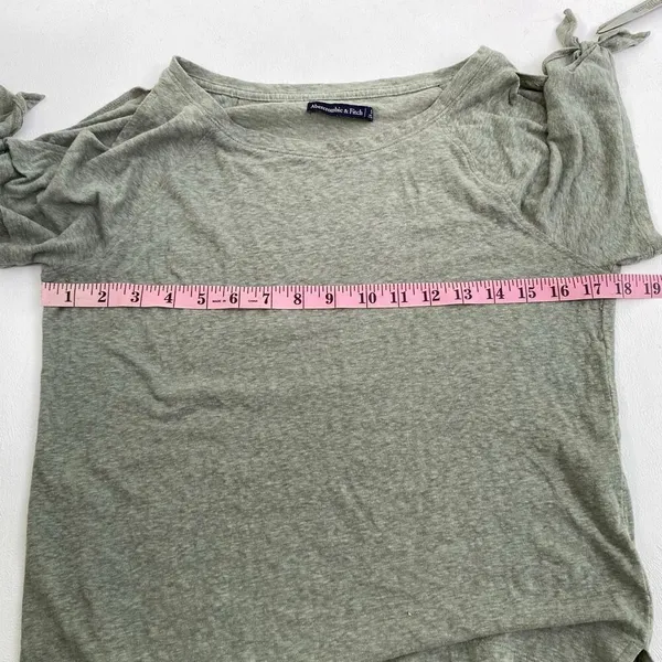 Abercrombie & Fitch Tie Sleeve Tee Small Greenish Casual Soft Girl Top - Image 6