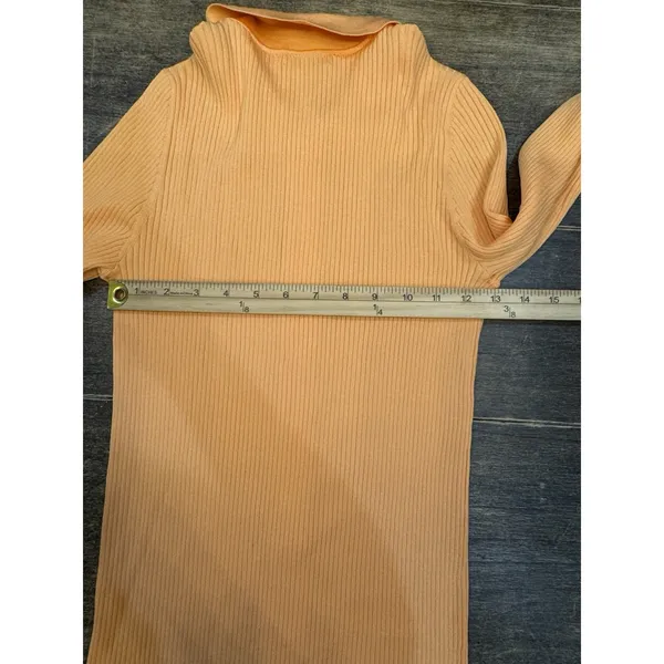 Aritzia Babaton Ribbed Long‎ Sleeve Collared Peach Button Down Sculpt Stretch - Image 9