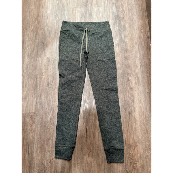 Aerie Chill Play Move Joggers Womens Medium Long Olive Green Heathered Pockets - Image 2