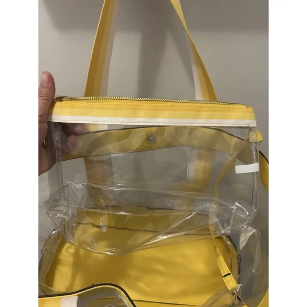 Large Yellow Trimmed Clear Bag Stadium Tote Game Day Beach Concert Sports Vacay - Image 4