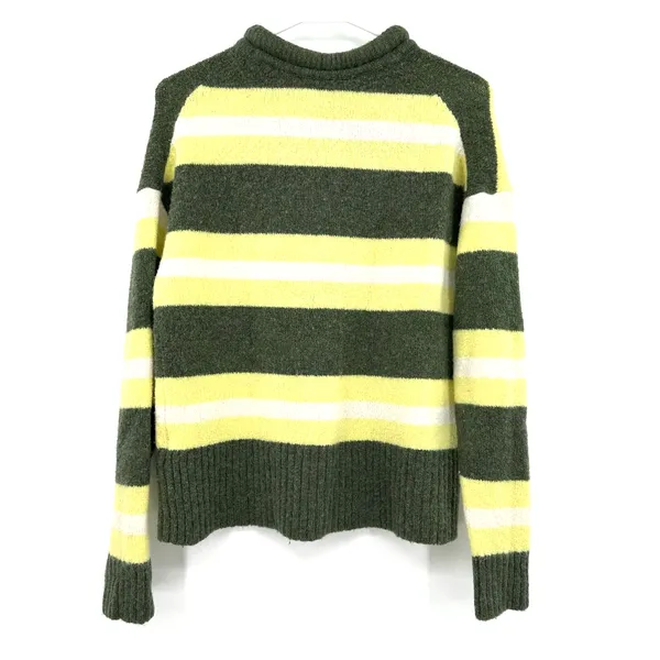 Madewell‎ size Medium striped fulton pullover sweater yellow green - Image 2