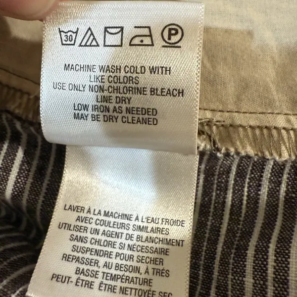 Anthropologie Ett Twa Pants Womens‎ 0 Brown White Wide Leg Striped Sailor Linen - Image 7