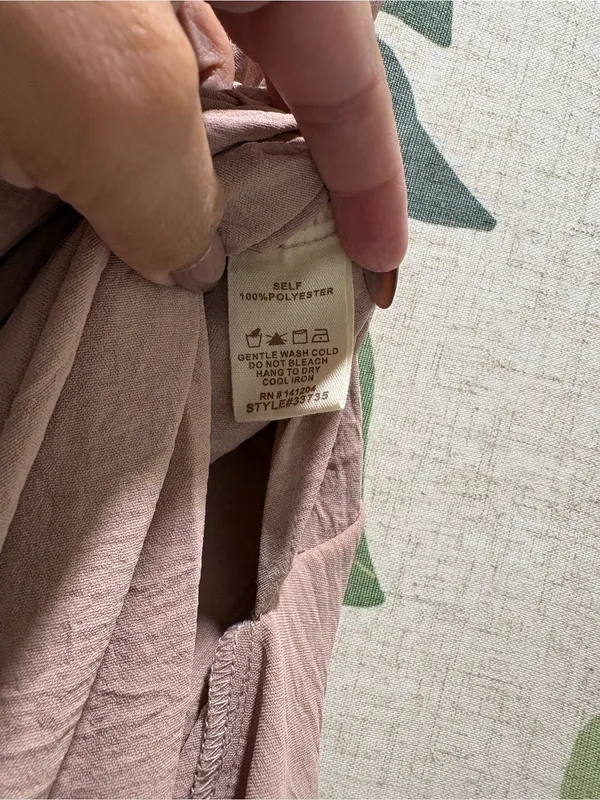 Hem & Thread Blush Pink High-Waist Wide Leg Split Pants - Image 3