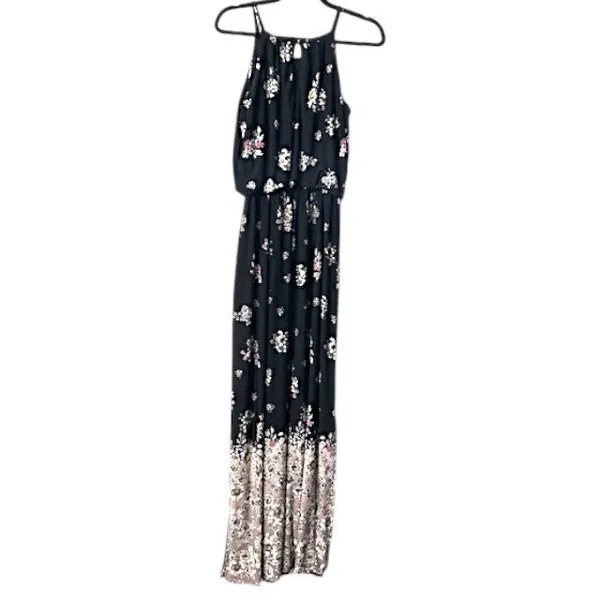 Maurices Black‎ Floral Halter Maxi Dress S Wedding Cruise Vacation Cottagecore - Image 3