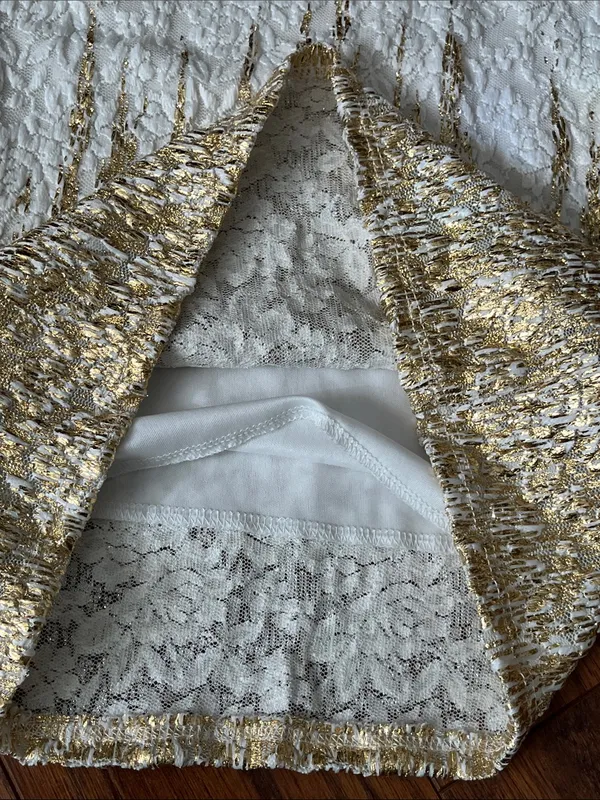 NWOT Joyce Leslie Strapless White Lace Dress/Skirt with Gold Accents - Image 13