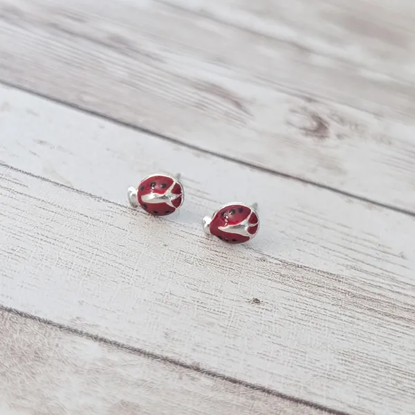 Vintage Stud Earrings Small & Dainty Ladybird/Ladybug - Image 3