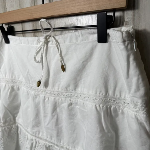 Vtg Y2K American Eagle White Eyelet Lace Midi‎ Skirt Tiered Womesns Size 8 - Image 4