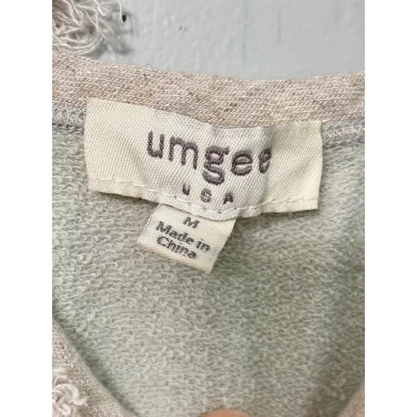 Umgee Sage Green Fringed French Terry Knit Dress M Boho Cutout Back - Image 4