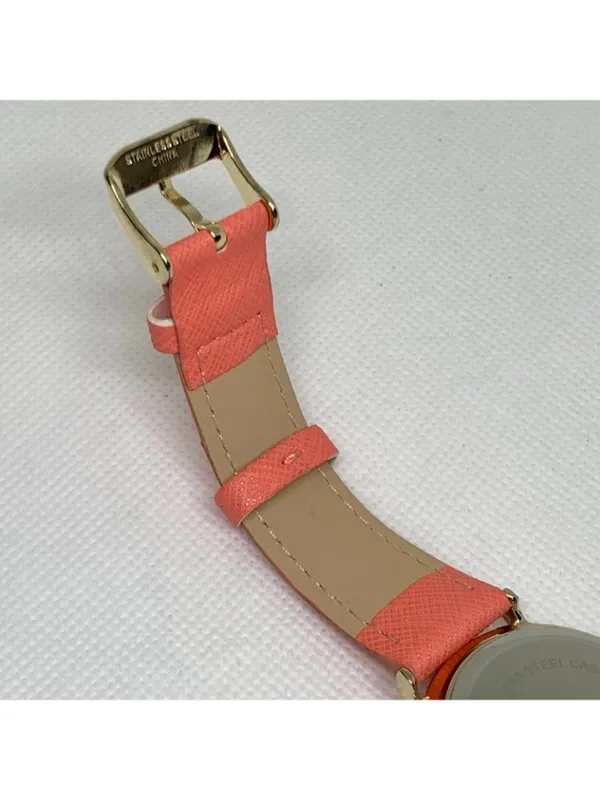 L&Co gold tone women’s watch 36mm quartz analog pink leather band running - Image 7