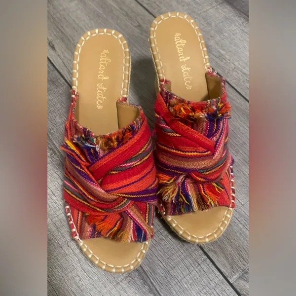 Altar’d State Colorful Woven Espadrille Wedge Sandals Strappy Boho - Image 6