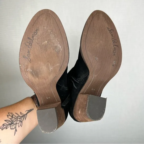Sam Edelman‎ | Black Suede Bootie Heels 6.5 Marie Ankle - Image 4