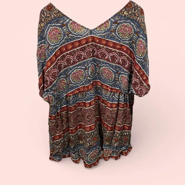 Cute Abercrombie & Fitch boho oversized tie waist tunic top beach pool coastal - Image 3
