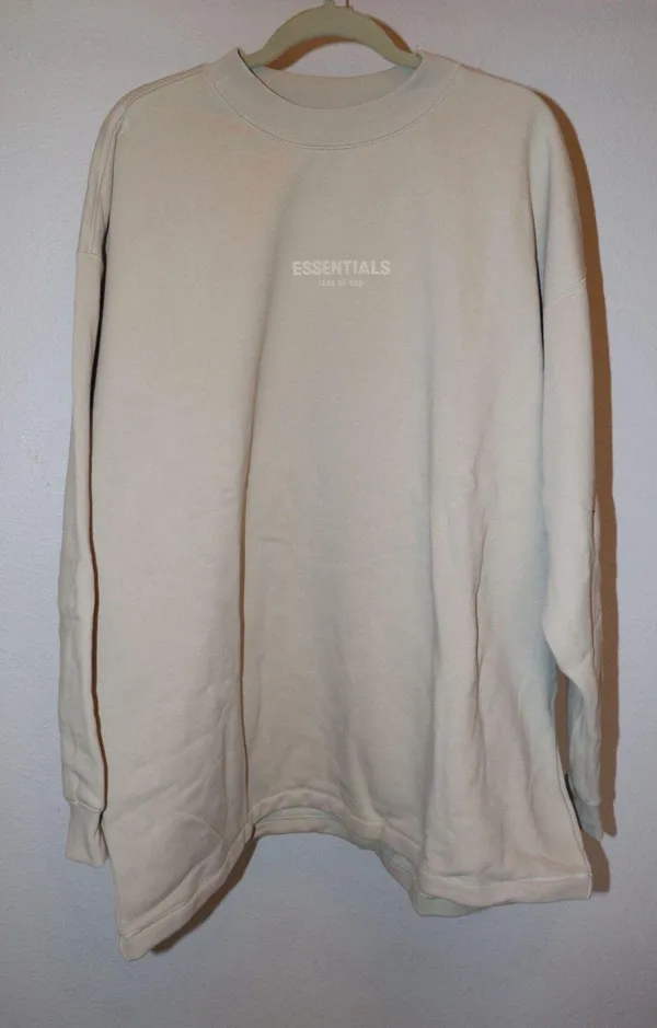 Fear of God Essentials Beige Relaxed Crewneck Sweatshirt - Image 3