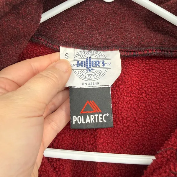Miller's Sportific Collection‎ Polartec Fleece Jacket Burgundy Horse Trim Zip Up - Image 3