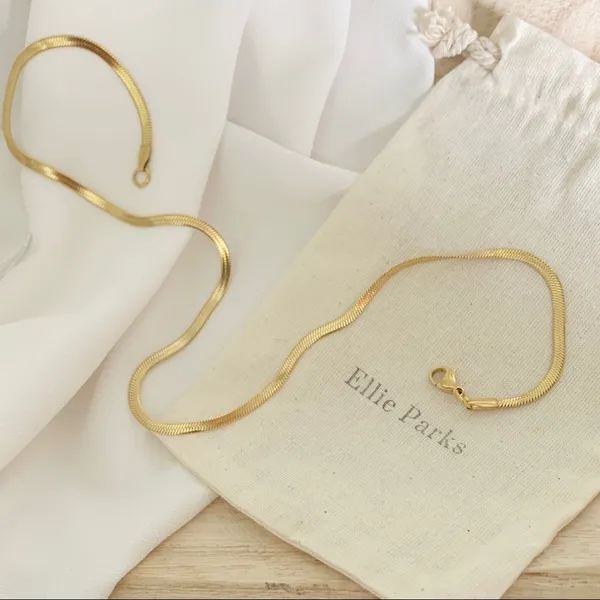 Gold Plated Herringbone Necklace - Image 6