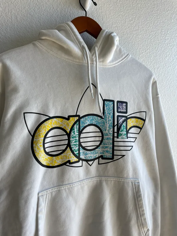 Adidas White Vintage  Hoodie - Image 3