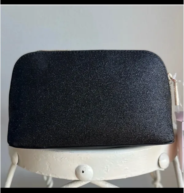 NWT Kate Spade Shimmy Glitter Fabric Small Black Women's Cosmetic Bag - Image 3