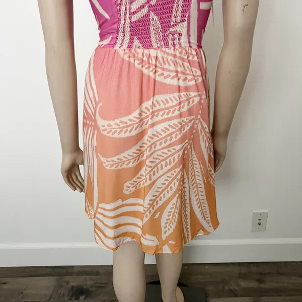[Maaji] Pink Orange Ombre Tropical Foliage Corset Bust Mini Dress NWT Sz Large L - Image 9