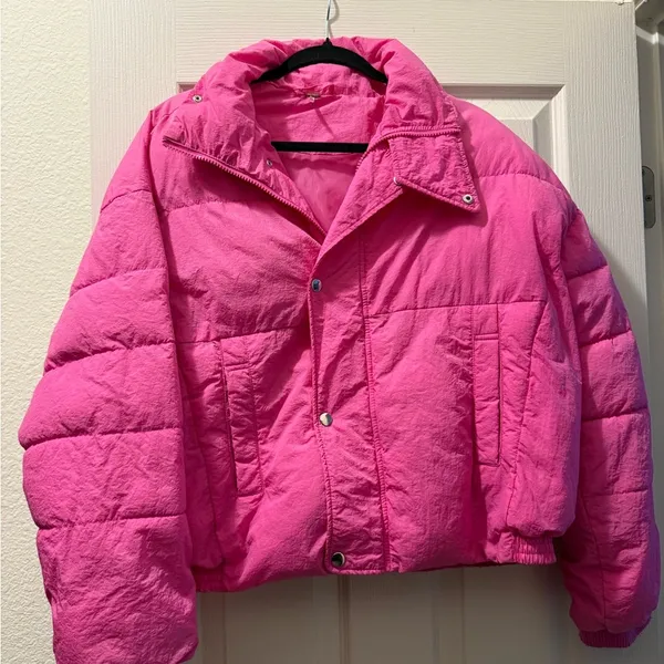 Free people Women's Pink Puffer Jacket - Image 2