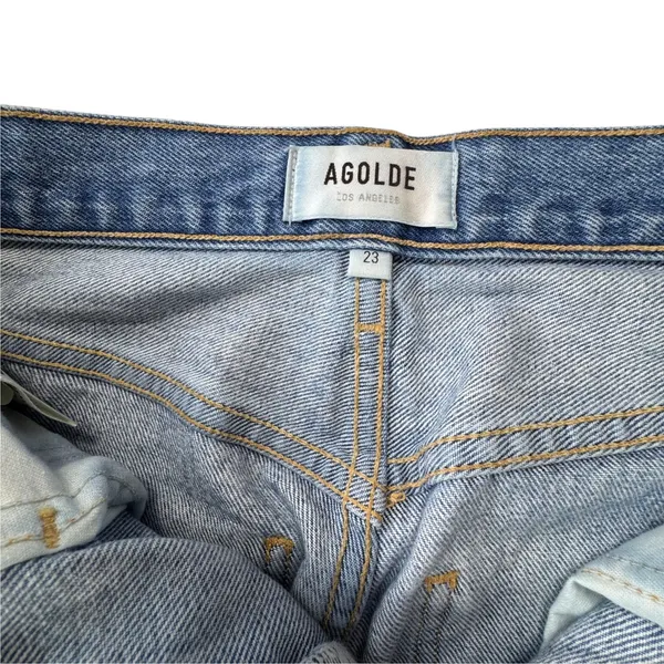 AGOLDE‎ 90s Jean Womens 23 High Rise Straight Leg Distressed Blue Denim Grunge - Image 7