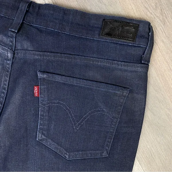 Levi's Jeans Womens 16 Mid Rise Skinny Bootcut Oil Rubbed Blue 33x 32‎ Western - Image 6