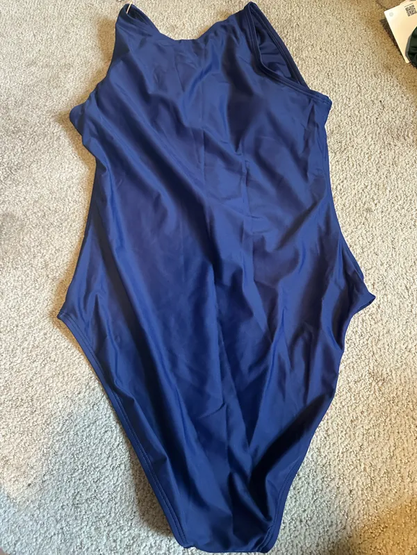NWT Quince Italian Zip-Front One-Piece Swimsuit deep navy large - Image 4