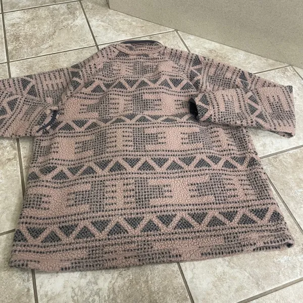 Carhartt Womens Mauve Geometric Fleece Snap Pullover XL 16/18 EUC Relaxed Fit - Image 4