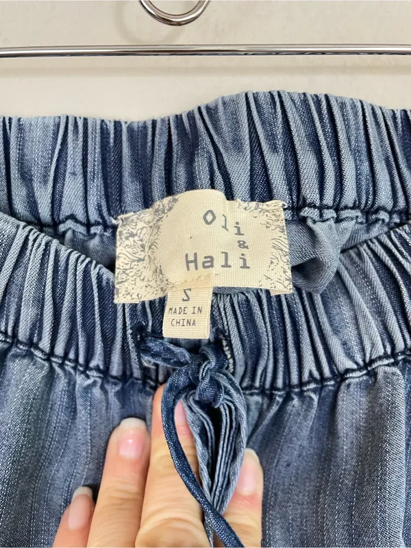 Oli & Hali Chambray Wide Leg Pull On Relaxed Pants Size Small - Image 3