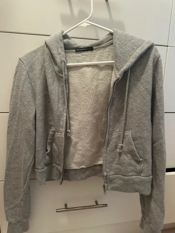 Brandy Melville Cropped Zip Hoodie - Image 3