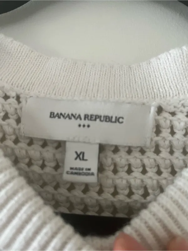 Banana Republic White Knit Button Up Cardigan XL 100% Cotton Coastal Beach - Image 2
