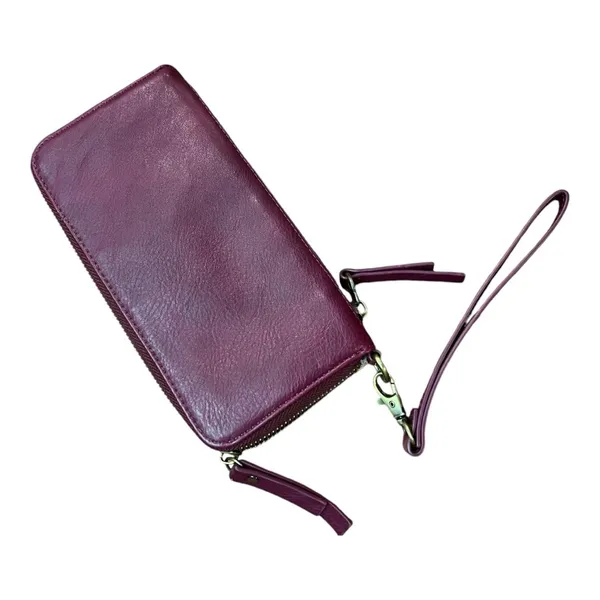 Joy Susan Chloe Purple vegan Leather Wristlet Clutch multi zip pockets wallet - Image 10