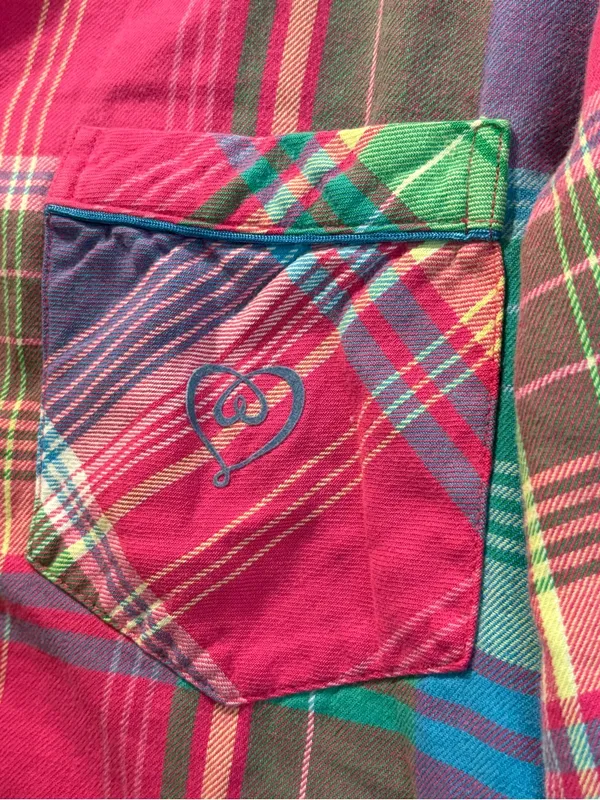 Victoria's Secret Pink, Green & Purple Plaid Flannel Pajama Set size Small - Image 2