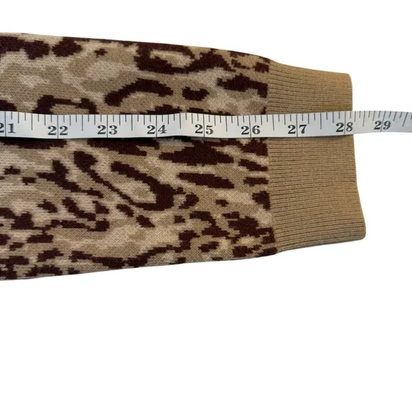 Anthropologie Maeve Knit Leopard Print Sweater XL Puff Sleeve Soft Chic‎ Neutral - Image 11