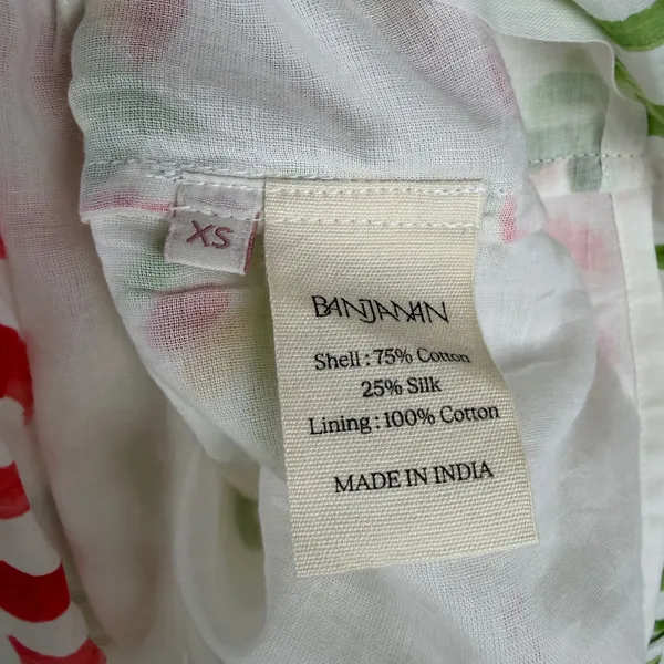NWT Banjanan‎ Oana Puff Sleeve Top XS Watermelon Wat Artsy Silk Blend Cottage - Image 11