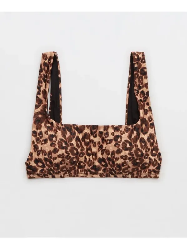 NWT Aerie Leopard Scoop Bikini Top - Size: Large - Image 7