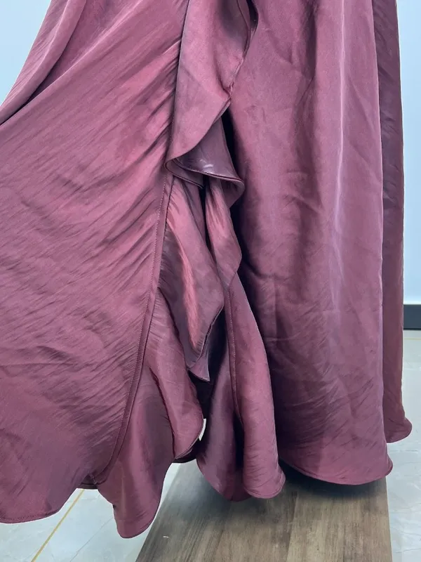 NWOT Farm Rio Ruffled Sleeveless V-Neck Maxi Dress Burgundy Size M - Image 9