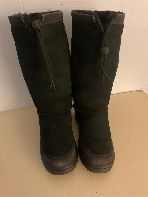 UGG women black suede Ul Tall Black Suede & Leather knee high Boots US 7 - Image 3