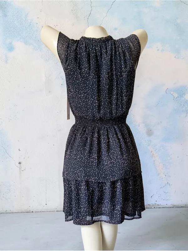 Bloomingdale's Navy and White Polka Dot Smocked Waist Sleeveless Dress - Image 2