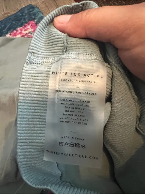 White Fox Ribbed High-Waist Bike Shorts in Sage - Image 8