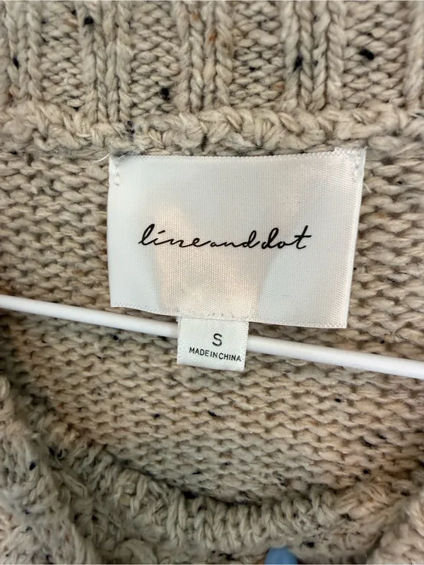 Line And Dot Revolve Beige Cable Knit Sweater Dress Size Small - Image 4