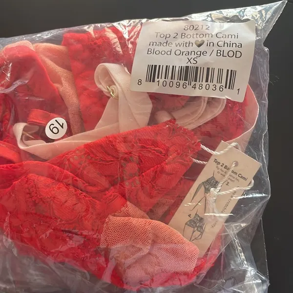 NWT Free People x Hah Hot as Hell We are HAH Top 2 Bottom‎ Cami Blood Orange XS - Image 5