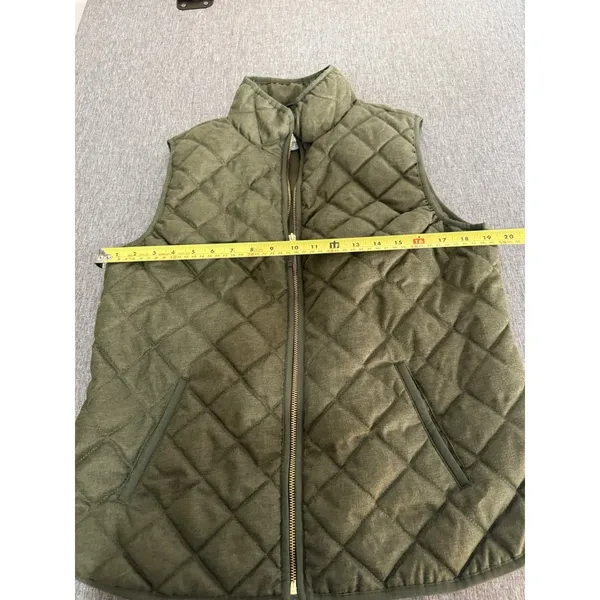 Old Navy Puffer Vest Womens Sz L Green Quilted Full Zip Pockets Outdoors Layer - Image 6