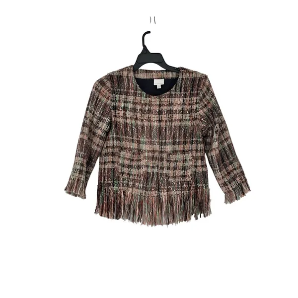 Ett: twa Anthropologie Fringe Tweed Blazer Jacket Size Small‎ Academia Old Money - Image 4