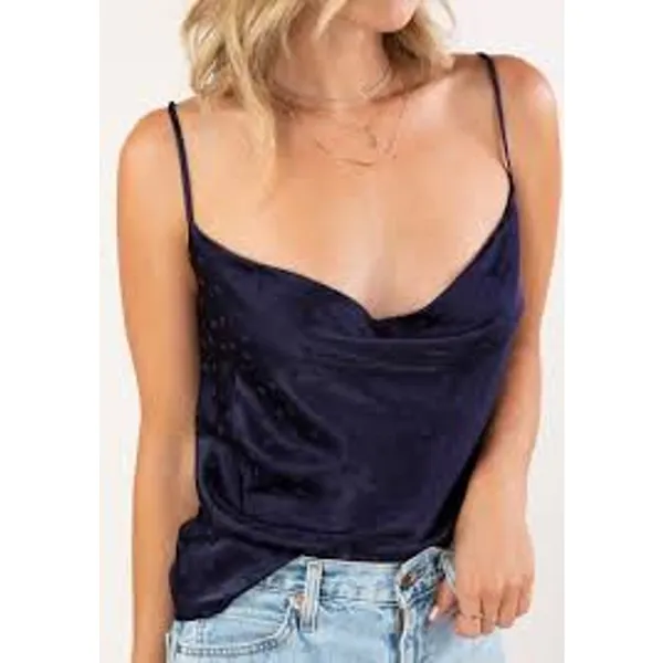 LOVE STITCH Dot Jacquard Cowl Neck Satin Cami Top NWT Medium M ROMANTIC FEMININE - Image 5