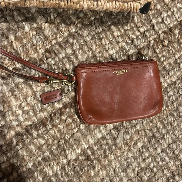 Coach Mini Leather Wristlet/Card Wallet In Saddle Brown - Image 7